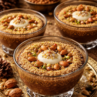 Assida Zgougou - Crème sucrée aux graines de pin d'Alep