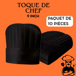 Toque de Chef Noire Prestige – 9 Inch
