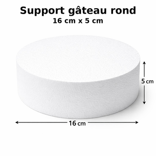 Support gâteau rond en polystyrène – 16 cm x 5 cm