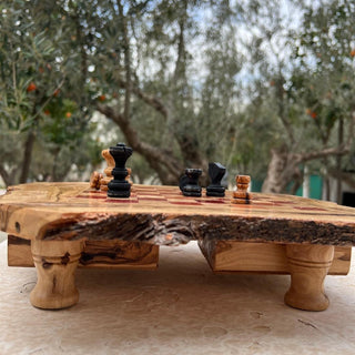 Jeu d'Échecs Moyen Rustique en Bois d'Olivier