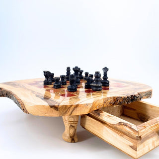 Jeu d'Échecs Moyen Rustique en Bois d'Olivier