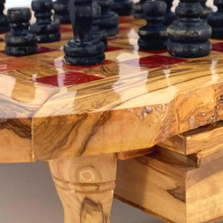 Jeu d'Échecs Moyen Rustique en Bois d'Olivier