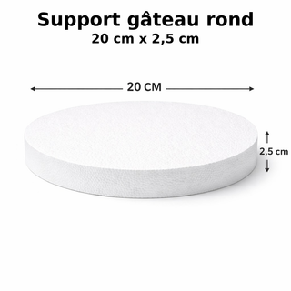 Support gâteau rond en polystyrène – 20 cm x 2,5 cm