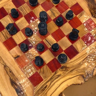 Jeu d'Échecs Moyen Rustique en Bois d'Olivier