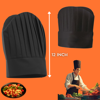 Toque de Chef Noire Prestige – 12 Inch