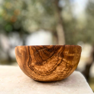 Grand Bol en Bois d'Olivier pour une Touche Rustique à Table - Accessoire de Table Naturel et Élégant pour une Atmosphère Chaleureuse et Conviviale