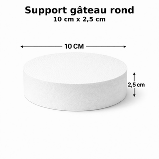Support gâteau rond en polystyrène – 10 cm x 2,5 cm