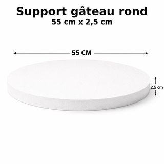 Support gâteau rond en polystyrène – 55 cm x 2,5 cm