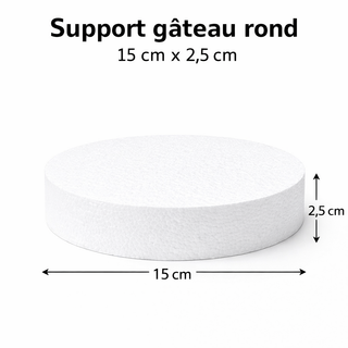 Support gâteau rond en polystyrène – 15 cm x 2,5 cm