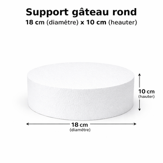Support gâteau rond en polystyrène – 18 cm x 10 cm