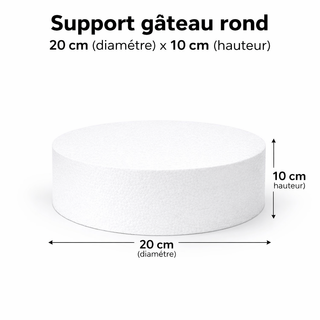 Support gâteau rond en polystyrène – 20 cm x 10 cm
