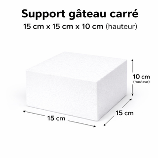 Support gâteau carré en polystyrène – 15 x 15 cm x 10 cm