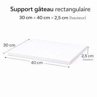 Support gâteau rectangulaire 30 × 40 × 2,5 cm – Polystyrène