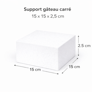 Support gâteau carré 15 × 15 × 2,5 cm – Polystyrène