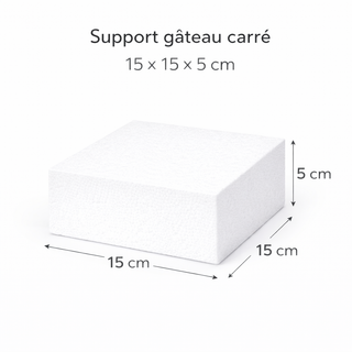 Support gâteau carré 15 × 15 × 5 cm – Polystyrène