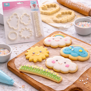 Kit Emporte-pièces Nuage & Décors – Moules Biscuits & Gâteau (Soleil + Herbe)
