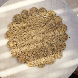 Set fleurs en halfa tressée, set de table naturel, set de table hafla brut, set de table hand made