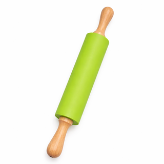 Rouleau à Pâtisserie Vert avec Poignées en Bois