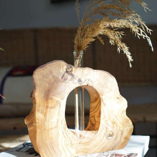 Vase hydroponique en bois d'olivier