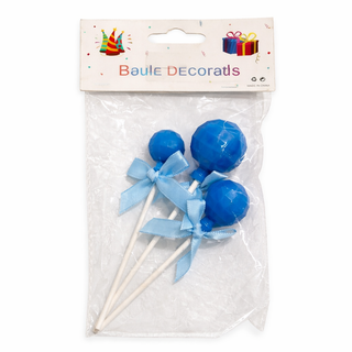 Picks Boules Décoratives Rose & Bleu – Décoration Gâteau / Cupcakes (Lot de 3)