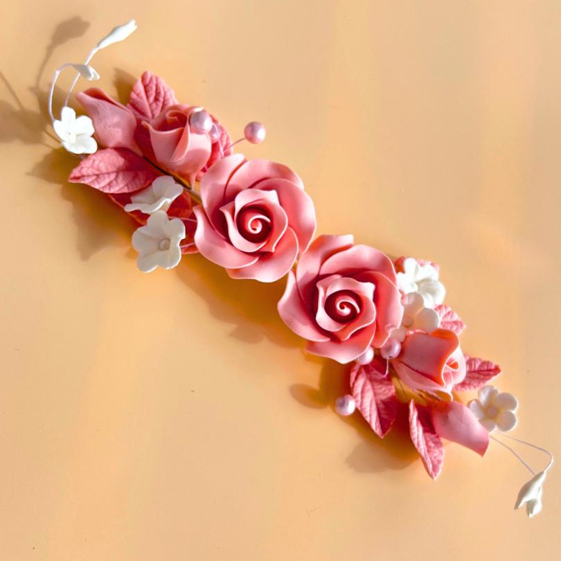 Fleurs "Bouque de 2 rose" en sucre comestibles